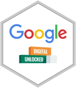 Colorful logo for Digital Unlocked, in vibrant letters, represents Google online learning platform.