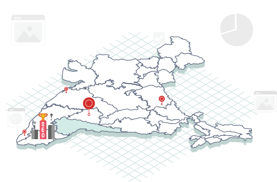 The Indian map highlights the India region, which is location to the best SEO company in Coimbatore.