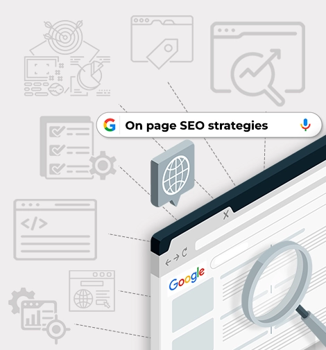 On-page SEO strategies to optimize web content, html code, meta tags, and increase page traffic.